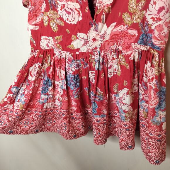 Angie Floral Flutter Sleeve Top Peplum Smocked - Picture 6 of 11